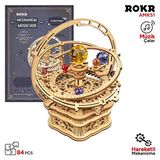 Rokr Amk51 Müzik Kutusu Starry Night Music Box DIY Mechanical 3D Wooden Puzzle Maket Model Seti Detaylı Dekoratif Hobi Kiti