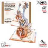 ROKR AMK63M Çello Müzik Kutusu Symphony of Gorgeous Dreams Music Box DIY Mechanical 3D Wooden Puzzle Maket Model Seti
