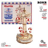 ROKR EA01 Müzik Kutusu Parachute Tower Music Box DIY 3D Wooden Puzzle Maket Model Seti Model Kit Ahşap Maket Hareketli