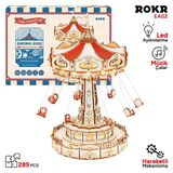 ROKR EA02 Dönme Dolap Müzik Kutusu (Swing Ride) Music Box DIY 3D Wooden Puzzle Maket Model Seti 3D Model Kit Ahşap Maket