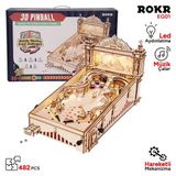 ROKR EG01 Pinpon Makinesi 3D Pinball Machine DIY Minyatür Maket Model Seti Ahşap 3D Wooden Puzzle Model Kit Ahşap Maket