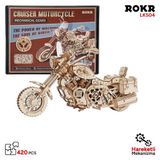 ROKR LK504 Motosiklet (Cruiser Motorcycle) DIY Minyatür Maket Model Seti Ahşap 3D Wooden Puzzle 3D Model Kit Ahşap Maket