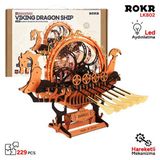 ROKR LK802 Viking Gemisi Viking Dragon Ship DIY Minyatür Maket Model Seti Ahşap 3D Wooden Puzzle Model Kit Ahşap Maket