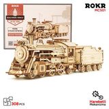 ROKR MC501 Lokomotif Tren Prime Steam Express DIY Minyatür Maket Model Seti Ahşap 3D Wooden Puzzle Model Kit Ahşap Maket