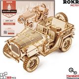 Rokr MC701 Asker Ordu Arabası (Army Field Car) Dıy Minyatür Maket Model Seti Ahşap 3D Wooden Puzzle 3D Model Kit Detaylı Dekoratif Hobi Seti Ahşap Maket