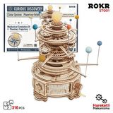 Rokr St001 Mekanik Güneş Sistemi DIY Puzzle 3D Model Kit Ahşap Maket Dekoratif Hareketli Hobi Seti