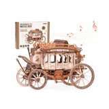 ROKR Yetişkinler için 3D Ahşap Model Kitleri Mekanik Müzik Kutusu Posta Arabası Modeli Yapı Kitleri Ahşap Yapboz Çocuklar ve Yetişkinler için Doğum Günü Hediyeleri, Posta Arabası AMKA1