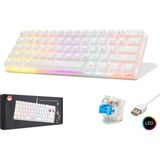 Rol Blue Switch Mini Rainbow Oyun Klavyesi Gaming Mekanik 62 Tuşlu 12 Rgb LED USB Kablosu - Beyaz