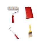 Rolart Saten Rulo Fırçası 25Cm+10 Cm Parmak Rulo Set+İzmir15x27 Cm Plastik Boya Karıştırıcı Tava+Kestirme Fırça No:3