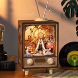 Rolife 3D Ahşap Yapbozlar Müzik Kutusu Gün Batımı Karnaval Sahne Minyatür TV Retro Model Kitleri Yetişkinler için Yapım Gece Işıkları LED Eklenti 174 adet (AMT01)