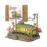 Rolife 3D Yapboz Sakura Seyahat Yetişkinler için Ahşap Yapboz Sakura Densya LED Animasyon Sahnesi Ev Dekorasyonu Kadın/Erkek için Doğum Günü Hediyeleri