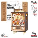 Rolife Amt01 Dönme Dolaplı Müzik Kutusu Sunset Carnival DIY Minyatür Maket Model Seti Ahşap 3D Wooden Puzzle Hobi Kiti