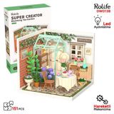 Rolife DW013B Çiçek Açan Çay Bahçesi Blooming Tea Garden DIY Minyatür Maket Model Set Mini Dollhouse Model Kit 3D Puzzle