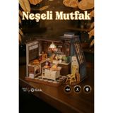 Rolife Neşeli Mutfak 3D Puzzle Ahşap Minyatür Maket Kiti DIY Kendin Yap
