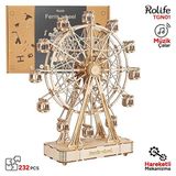Rolife Tgn01 Dönme Dolap Görünümlü Müzik Kutusu DIY Minyatür Maket Model Seti Ahşap 3D Wooden Puzzle Eğitici Hobi Kiti