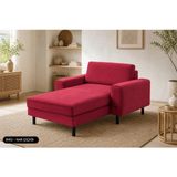 Rolivs Mokka Uzanma Koltuğu 90X180 cm - Fitilli Kadife - Nar Çiçeği - Kırmızı