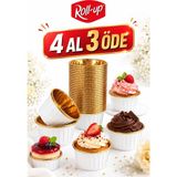 Roll-Up 25'li Beyaz-Altın Muffin-Kek Kapsülü Pratik Kullanım ve Hijyenik Seçim | Cupcake Kalıbı, Kağıt Muffin Kapsülü, Kek Kalıbı, Muffin Cup - Beyaz - Altın