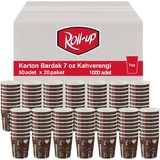 Roll-Up 7 oz Kahverengi Karton Bardak 1000 Adet 50li 20 Paket Kullanım İçin Uygun