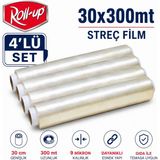 Roll Up 9 Mikron 30 cm x 300 Metre Gıda Streç Film (Kutusuz)| Esnek ve Dayanıklı Gıda Koruma Filmi Gold - 4