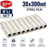Roll Up 9 Mikron 30 cm x 300 Metre Gıda Streç Film (Kutusuz)| Esnek ve Dayanıklı Gıda Koruma Filmi Gold - 8