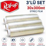 Roll Up 9 Mikron 30 cm x 300 Metre Gıda Streç Film (Kutusuz)| Esnek ve Dayanıklı Gıda Koruma Filmi Gold