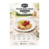 Roll-Up Beyaz Plastik Kalın Tabak 26 cm Büyük Boy 6 Adet Piknik Parti Davet Sunum Tabağı