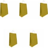 Roll-Up Büküm Saplı Kraft Kağıt Çanta Karton Hediyelik Poşet Torba - Altın SARI-18X24 Cm. - 10 Adetlik Paket