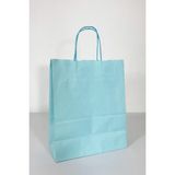 Roll-Up Büküm Saplı Kraft Kağıt Çanta Karton Hediyelik Poşet Torba - Mavi - 18X24 Cm. -25 Adetlik 4 Paket