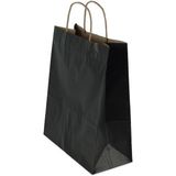 Roll-Up Büküm Saplı Kraft Kağıt Karton Hediyelik Çanta Poşet Torba - Siyah -25X31 Cm.-25 Adetlik 4 Paket