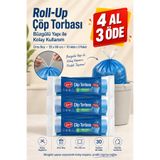 Roll-Up Çöp Torbası Orta Boy Büzgülü 55x60cm 10 Adet x 3 Paket