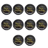Roll-Up Doğum Günü Işıltılı Siyah Happy Bithday Yazılı Karton Tabak - 22 Cm. - 8 Adetlik 10 Paket