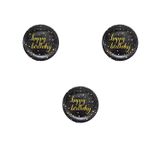Roll-Up Doğum Günü Işıltılı Siyah Happy Bithday Yazılı Karton Tabak - 22 Cm. - 8 Adetlik 3 Paket