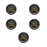 Roll-Up Doğum Günü Işıltılı Siyah Happy Bithday Yazılı Karton Tabak - 22 Cm. - 8 Adetlik 5 Paket