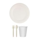 Roll-up Ekolojik 96 Kişilik Parti Piknik Sofra Sunum Seti - Doğal Tabak Bardak Çatal Kaşık Takımı - 18 Cm