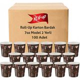 Roll-Up Kahverengi Baskılı Karton Bardak 7oz 100 Adet Kullan At Ürünler