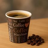 Roll-Up Karton Bardak 7 oz Cafe Baskılı 500 Adet Yüksek Sıcaklık Dayanıklı Kahverengi