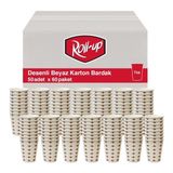 Roll-Up Karton Bardak 7 Oz Desenli Beyaz 3000 Adet