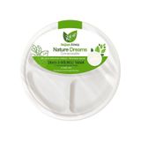 Roll-up Nature Ekolojik Karton Kağıt Tek Kullanımlık 3 Bölmeli Tabak - 26 Cm. - 25 Adetlik 1 Paket Beyaz