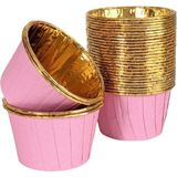 Roll-Up Pembe-Altın Muffin Kek Kapsülü 25li Şık Sunum İçin Tek Kullanım'lik Ürün | Cupcake Kalıbı, Kağıt Muffin Kapsülü, Kek Kalıbı, Muffin Cup