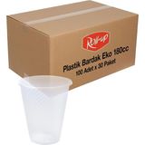 Roll-Up Plastik Bardak Ekonomik Şeffaf 180CC 100 Adet x 30 Paket Koli