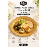 Roll-Up Plastik Kalın Tabak Büyük 26 cm Gold 6 Adet