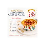 Roll-Up Premium Lale Desenli Beyaz Aşure Kasesi 6'lı | Yuvarlak Muhallebi Sütlaç Puding Servis Kasesi