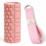 Roller ve Yoga Kemeri Seti – Eva Masaj Silindiri & 200 cm Organik Pamuk Kemer
