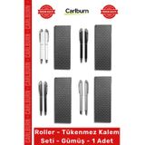 #RollerKalem Lüks Metal Ofis Hediyelik Şık Tasarım Kırtasiye Roller Tükenmez Kalem Seti Gümüş 1 Adet