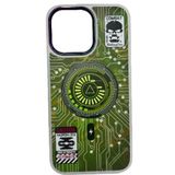 Rolling Case Yeşil Devre Kartı Tasarımlı iPhone 14 Pro Max için Koruyucu Kılıf, MagSafe Uyumlu, Hadron Kilit Teknolojili