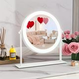 ROLOVE 10"x10" Işıklı Makyaj Aynası, Işıklı Makyaj Aynası, Kısılabilir Dokunmatik Ekran, Işıklı Ayna, Taşınabilir Seyahat Aynası, Makyaj Masası için Kozmetik Ayna, 360° Döndürme, Beyaz