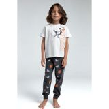 Roly Poly 3530 Garson Erkek Çocuk Bisiklet Yaka Kısa Kollu Pijama Takım - 9 - 10 Yaş - Beyaz
