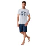 ROLY POLY Erkek Yazlık Bermuda Pijama Takımı, Mavi, L Beden