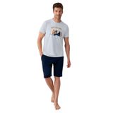 ROLY POLY Erkek Yazlık Bermuda Pijama Takımı, Mavi, M Beden