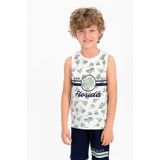 Roly Poly Florida Krem Erkek Çocuk Kolsuz T-shirt, Palmiye Desenli